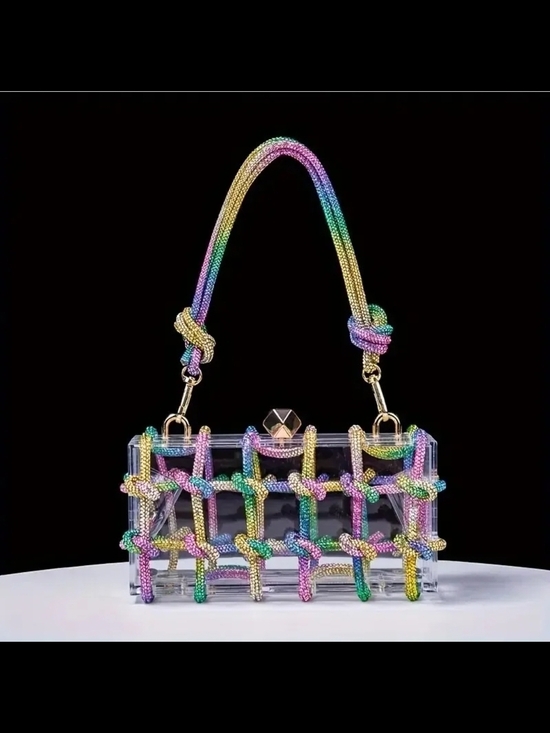 Handbags - Rainbow Crystal Knot Acrylic Shoulder Bag